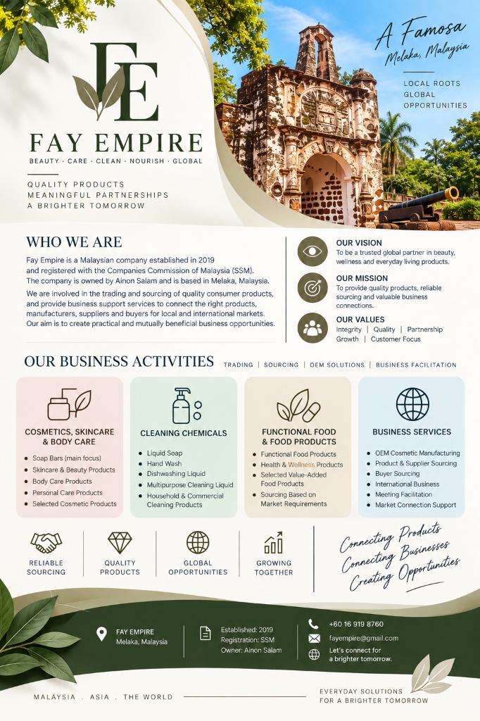 Fay Empire Official Profile and Catalogue Flyer - Melaka Malaysia
